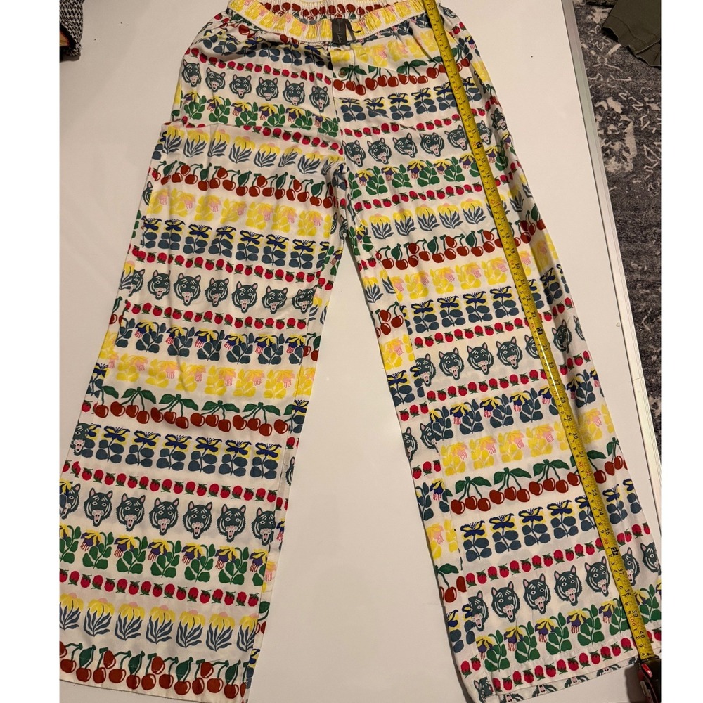 Anthropologie Maeve Wide Leg Pants Multi Color Tiger Cherry Floral Print XL - Picture 2 of 5
